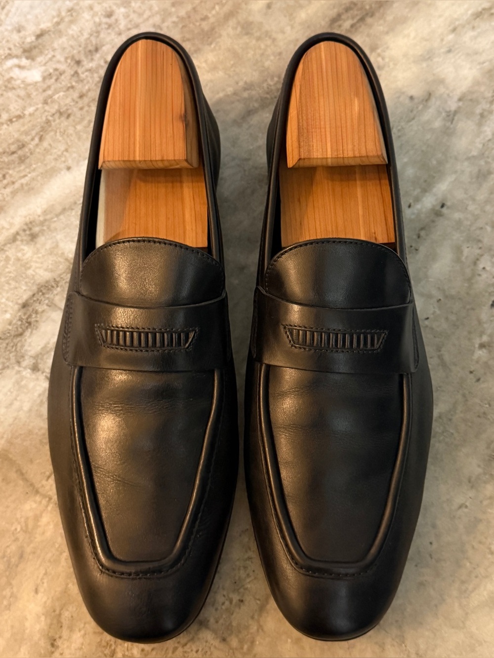 Ermenegildo Zegna Black Leather Loafers Shoes US 10 Slippers $1400 Italy